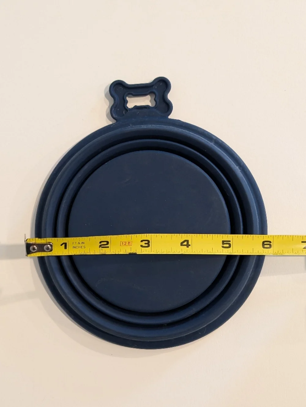 Collapsible Silicone Pet Travel Bowl in Navy Blue